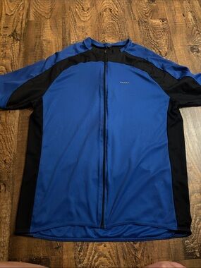 Blue With Black Trim Cycling Zip Up. Comfy,, Stretchy, Short-Sleeve, XL
